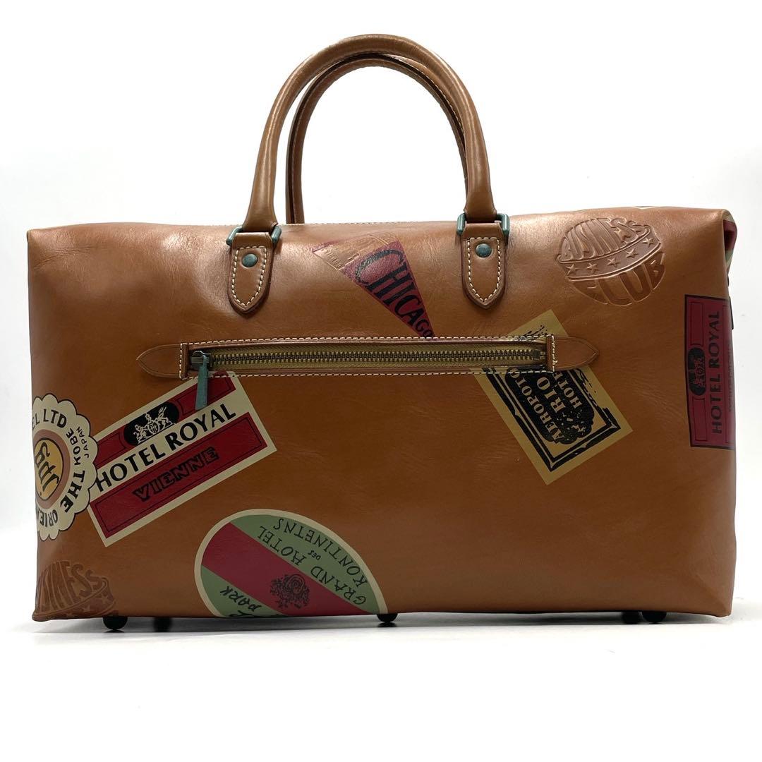 極美品● ジャンポールゴルチエ ボストンバッグ プリント ブラウン レザー