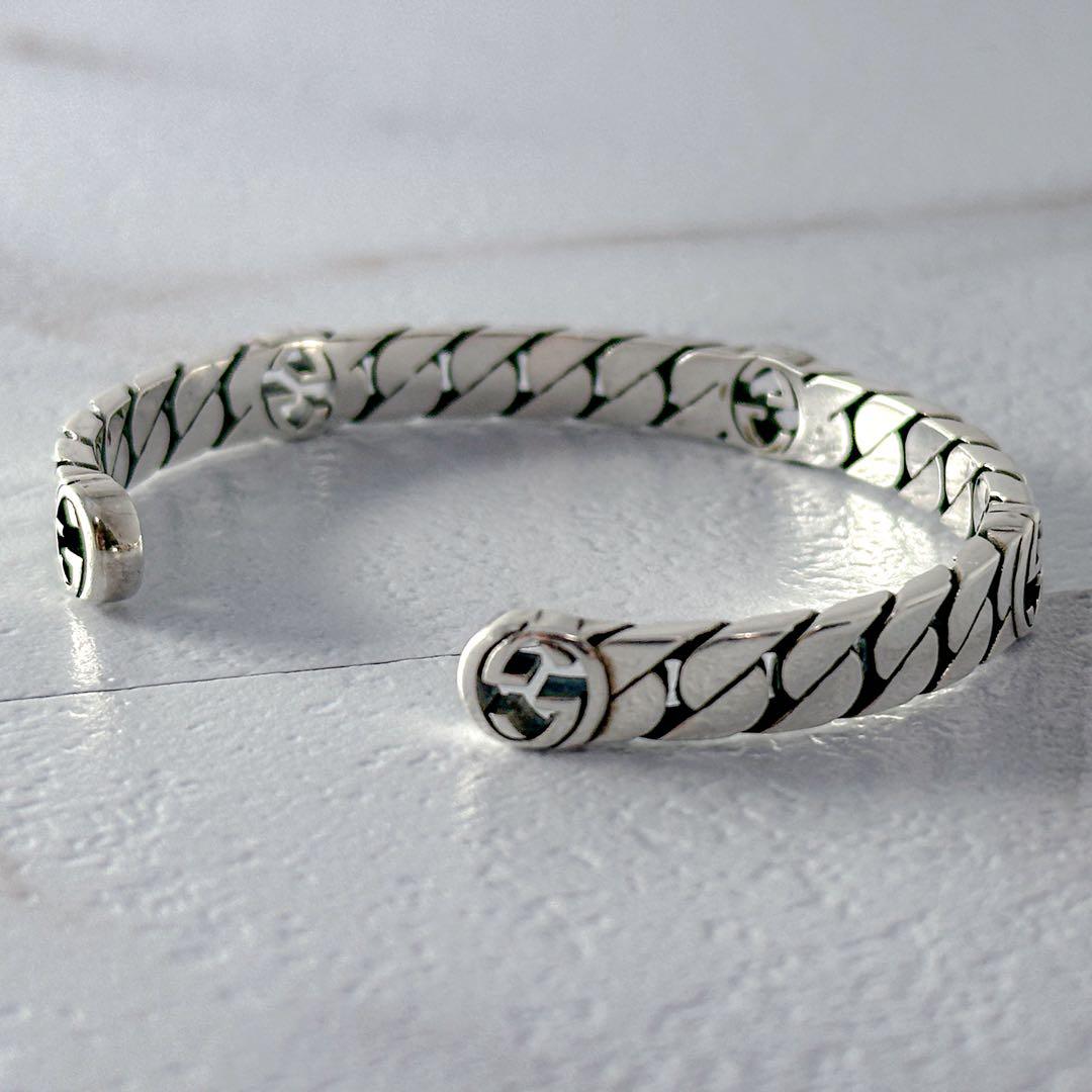 GUCCI　インターロッキング　G　喜平　シルバー　バングル　16表記