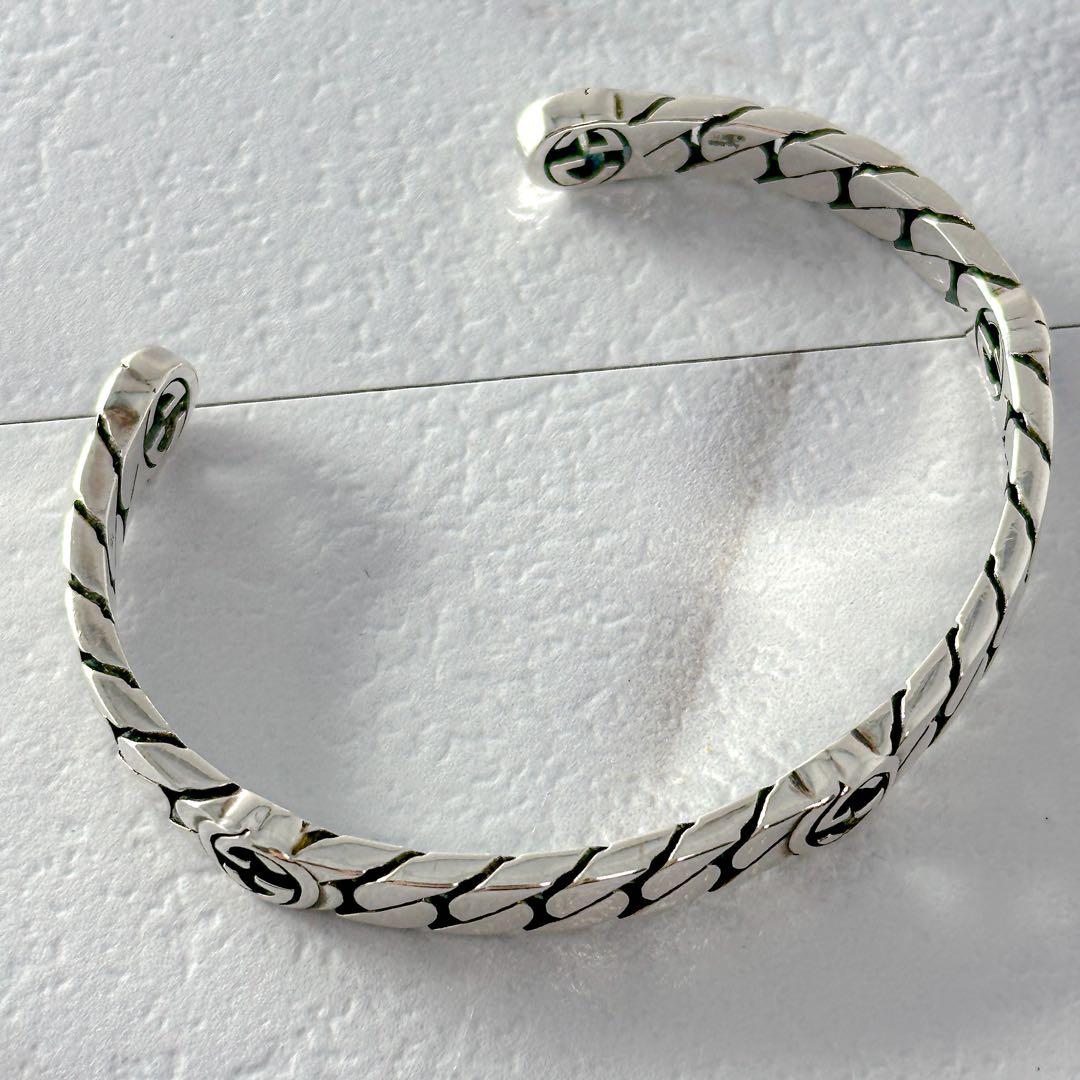 GUCCI　インターロッキング　G　喜平　シルバー　バングル　16表記