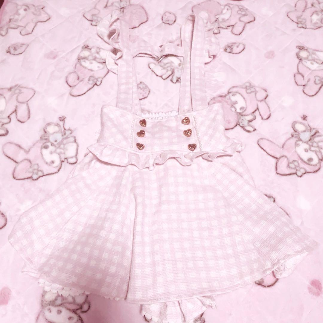 lizlisa ♡ ギンガムツイードサスペンダー付きスカパン