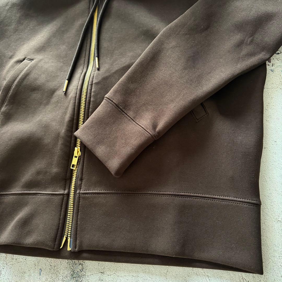 新品 Spick and Span ストレッチジップフードパーカー ブラウン