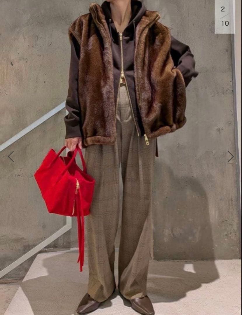 新品 Spick and Span ストレッチジップフードパーカー ブラウン