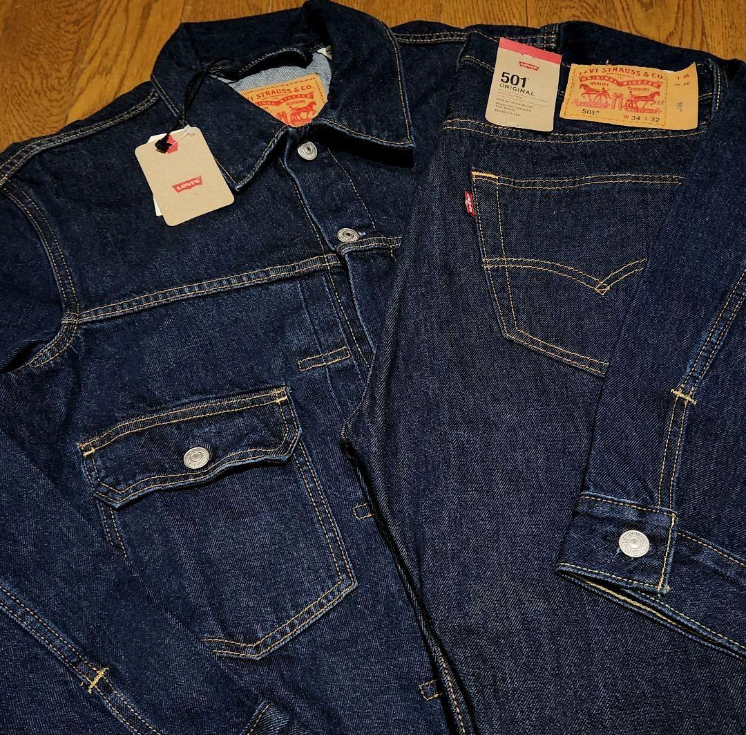 リーバイス 2ND トラッカーJKT L 501 セットアップ 濃紺 W34