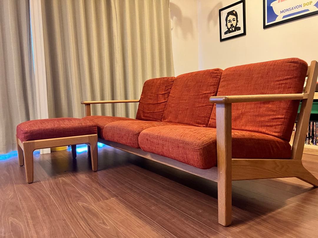 【週末最終値下】unico ウニコVISKA ソファ3シーター　オットマンセット