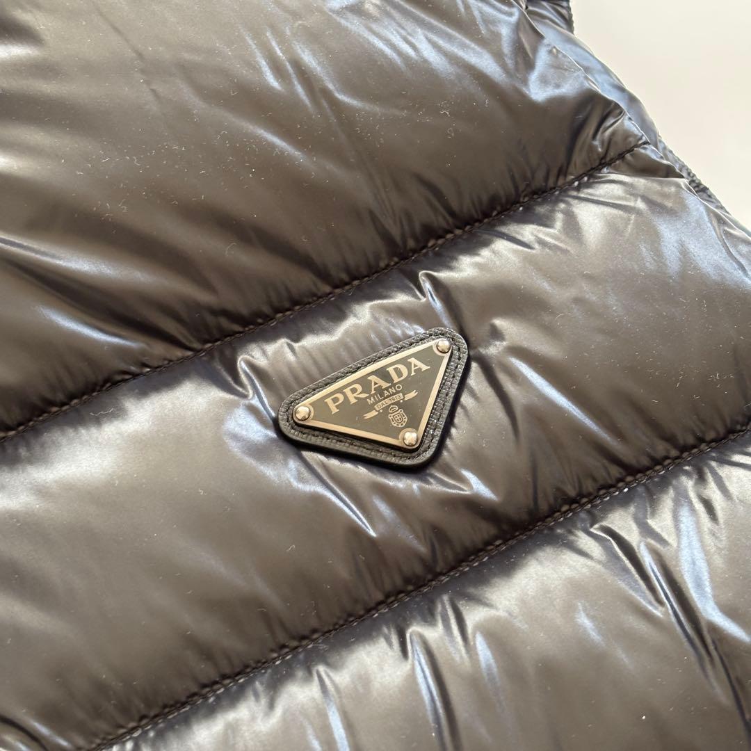 極美品 54/XL相当 PRADA プラダ ダウンベスト バイカー ブラック