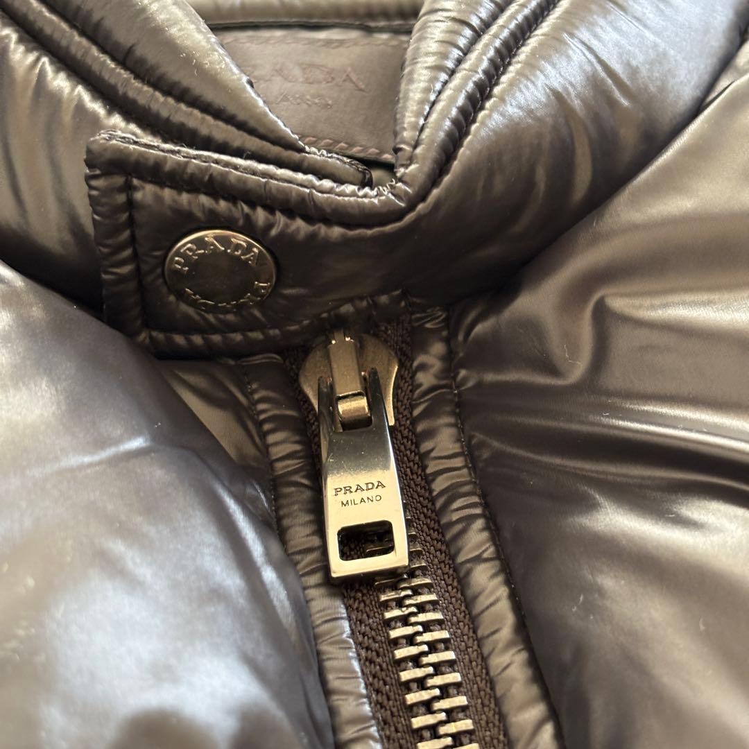 極美品 54/XL相当 PRADA プラダ ダウンベスト バイカー ブラック