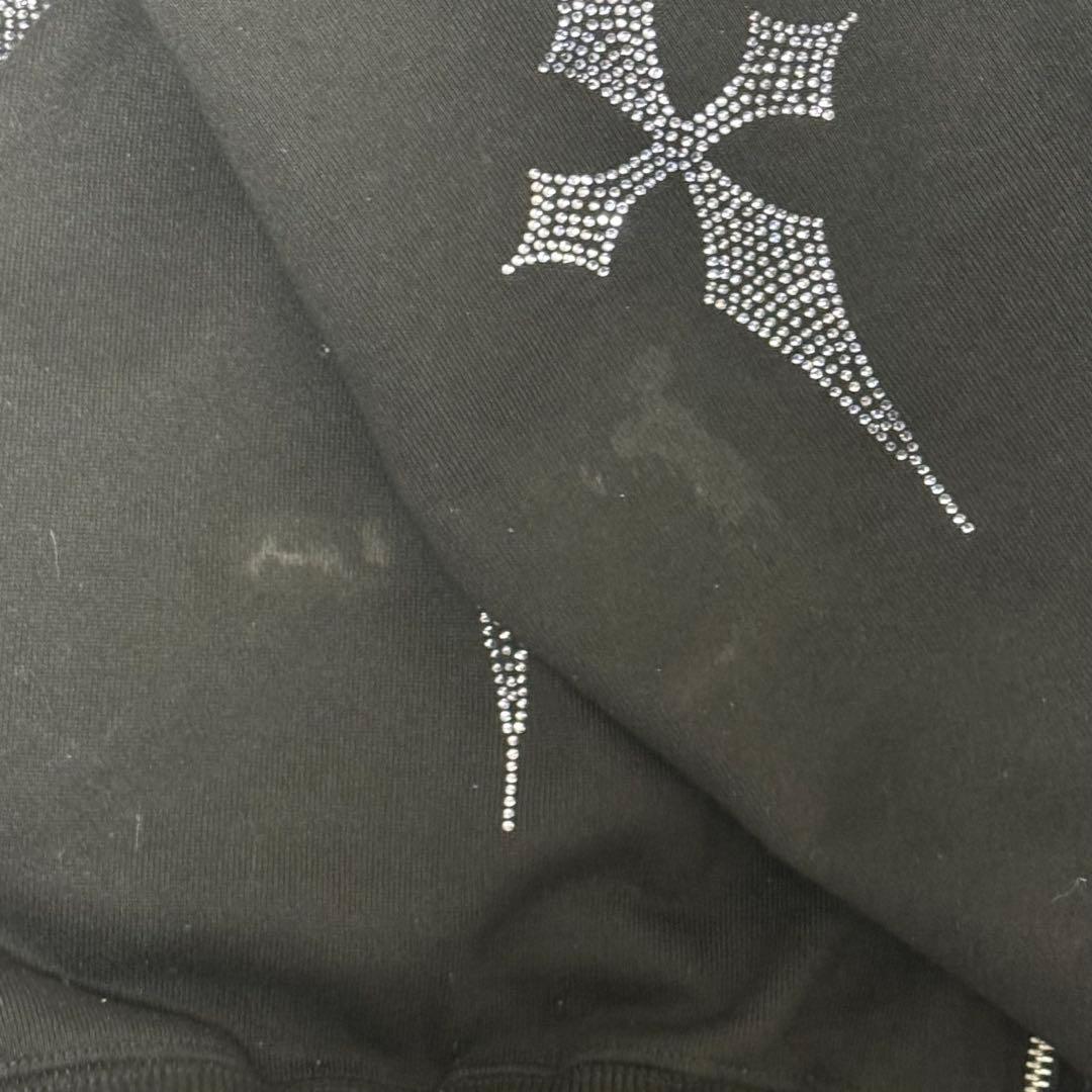 REFLEM レフレム クロス総柄 ラインストーン 十字架 パーカー 黒×紫