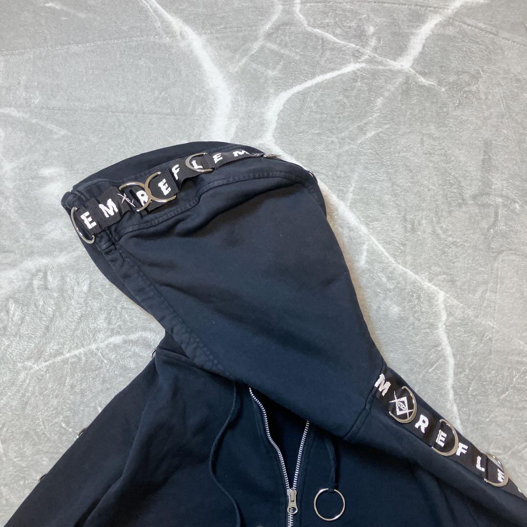 REFLEM レフレム Dリング ロゴテープ ジップアップ パーカー ブラック