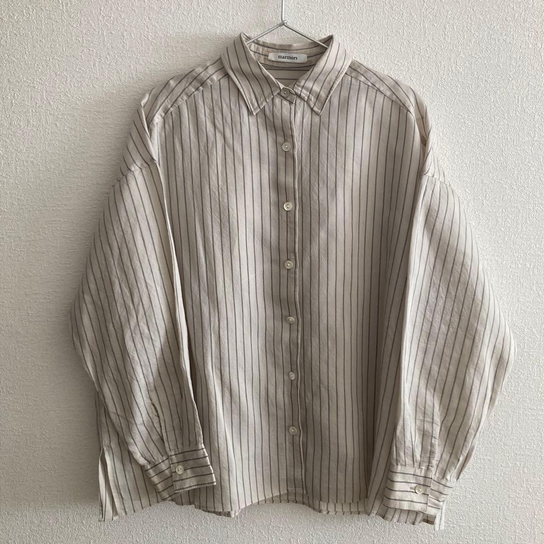 マルモア ストライプシアーシャツ + タンクトップ size 36 ベージュ