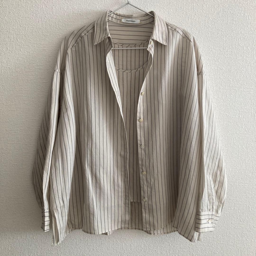 マルモア ストライプシアーシャツ + タンクトップ size 36 ベージュ