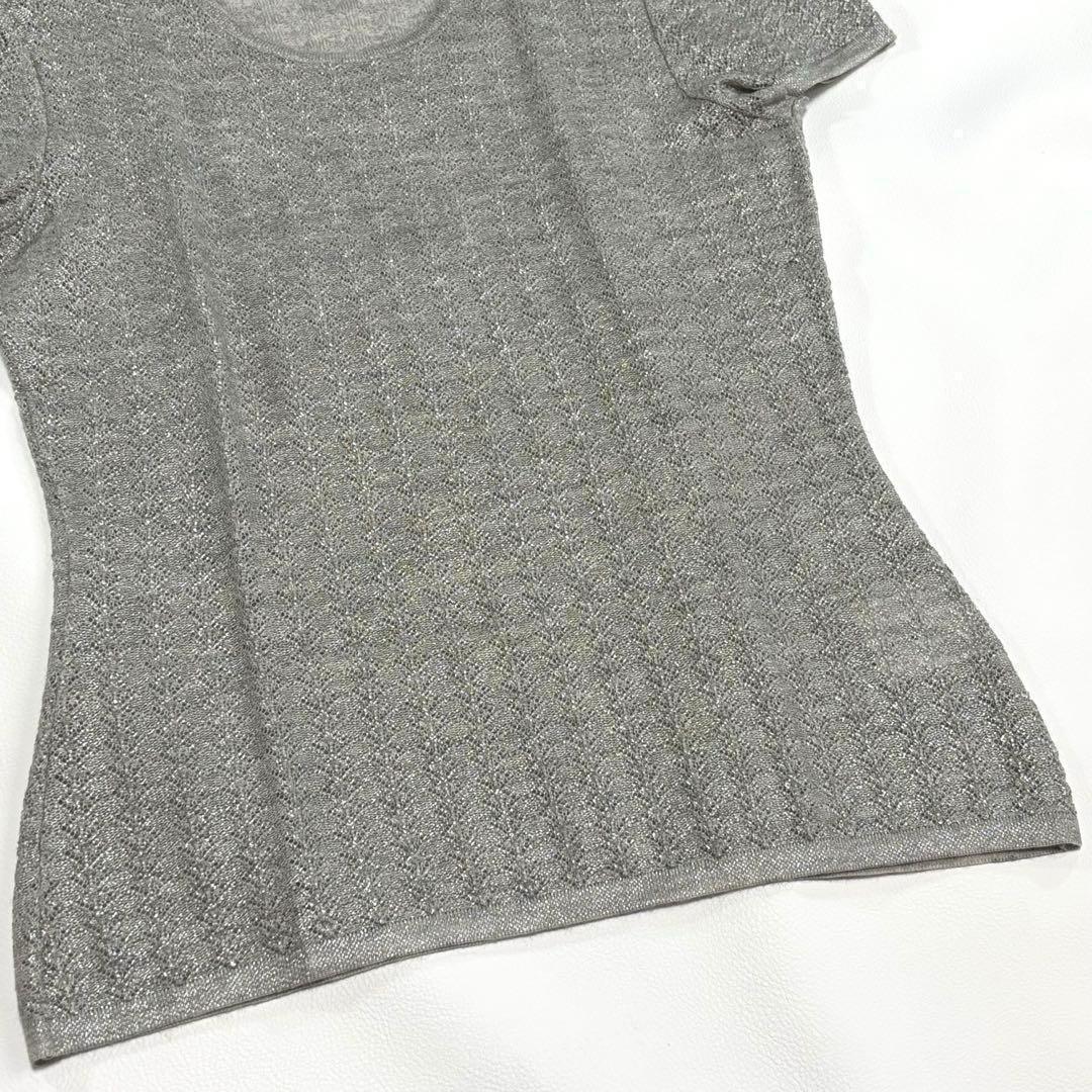 極美品 シャネル マトラッセ金具 サマーTシャツ カシミヤシルク Mサイズ
