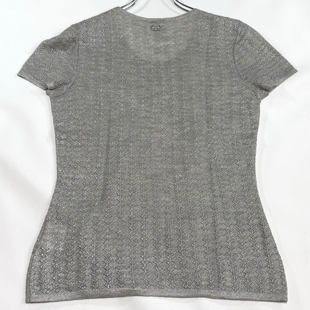 極美品 シャネル マトラッセ金具 サマーTシャツ カシミヤシルク Mサイズ