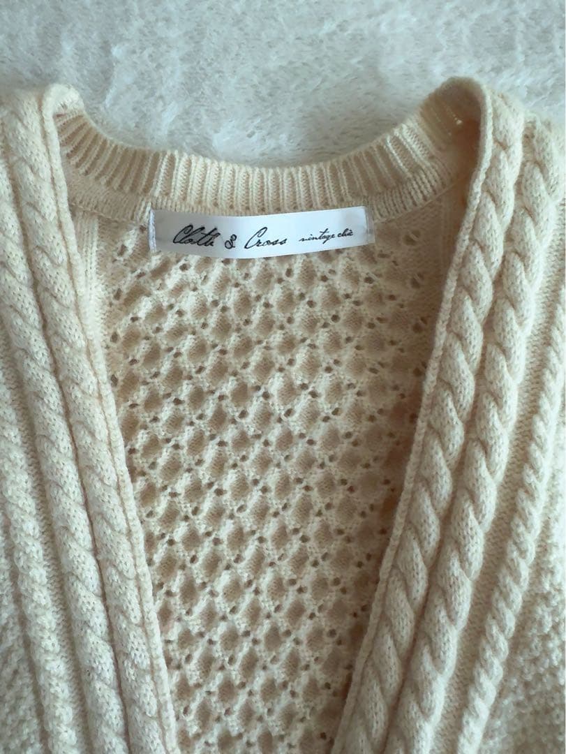 Cloth & Cross 長袖ケーブルニットカーディガン オフホワイト