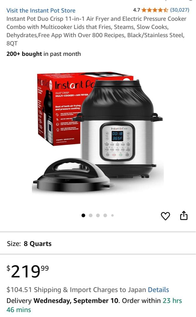 K*a様 [希少] インスタントポット Duo Crisp + エアフライヤー