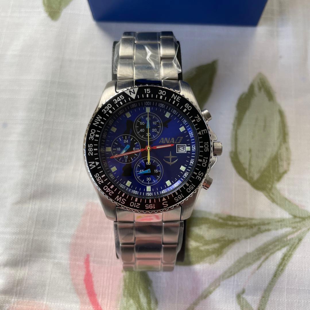 新品未使用全日空ANA×ガンダム時計クロ ノグラフウォッチSKY PROJECT