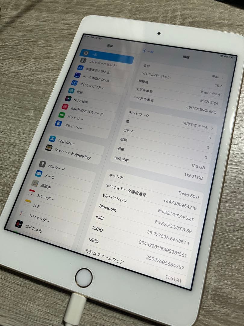 iPadmini4 本体 128GB cellular タイプ
