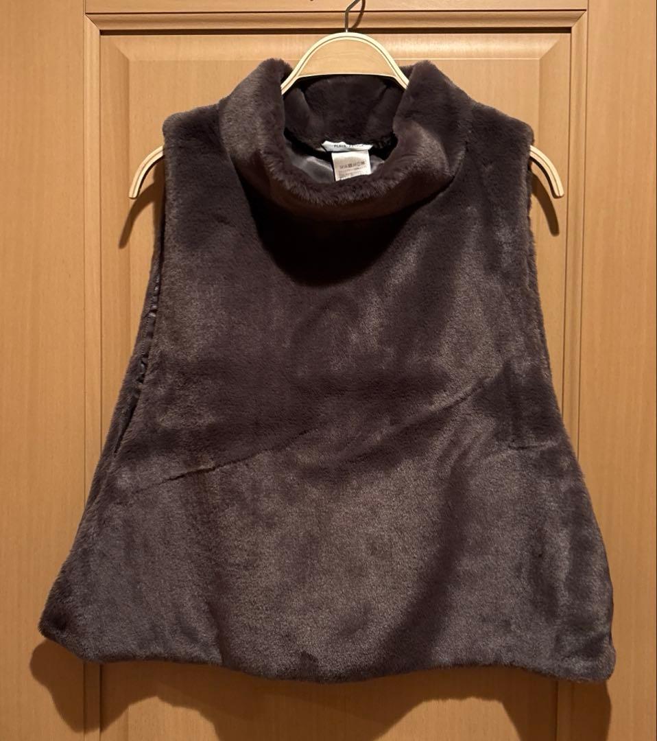 PLAIN PEOPLE✨ ダークブラウン オフタートルファーベスト