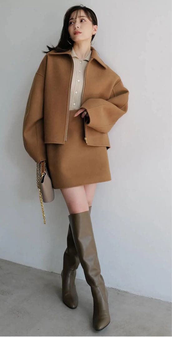 アニュアンス　リバーウールミニスカート　キャメル　サイズ2