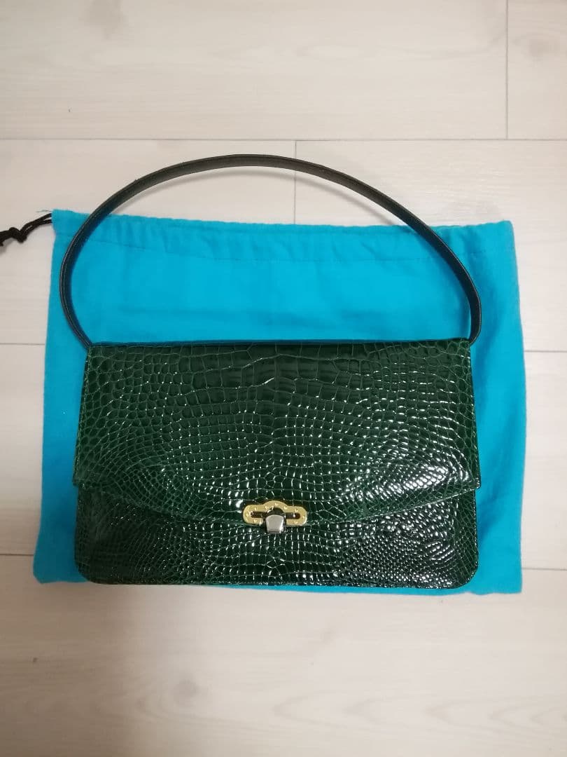 超美品　一回使用　Kaiyo　カイヨウ　クロコダイル　ハンドバッグ　グリーン