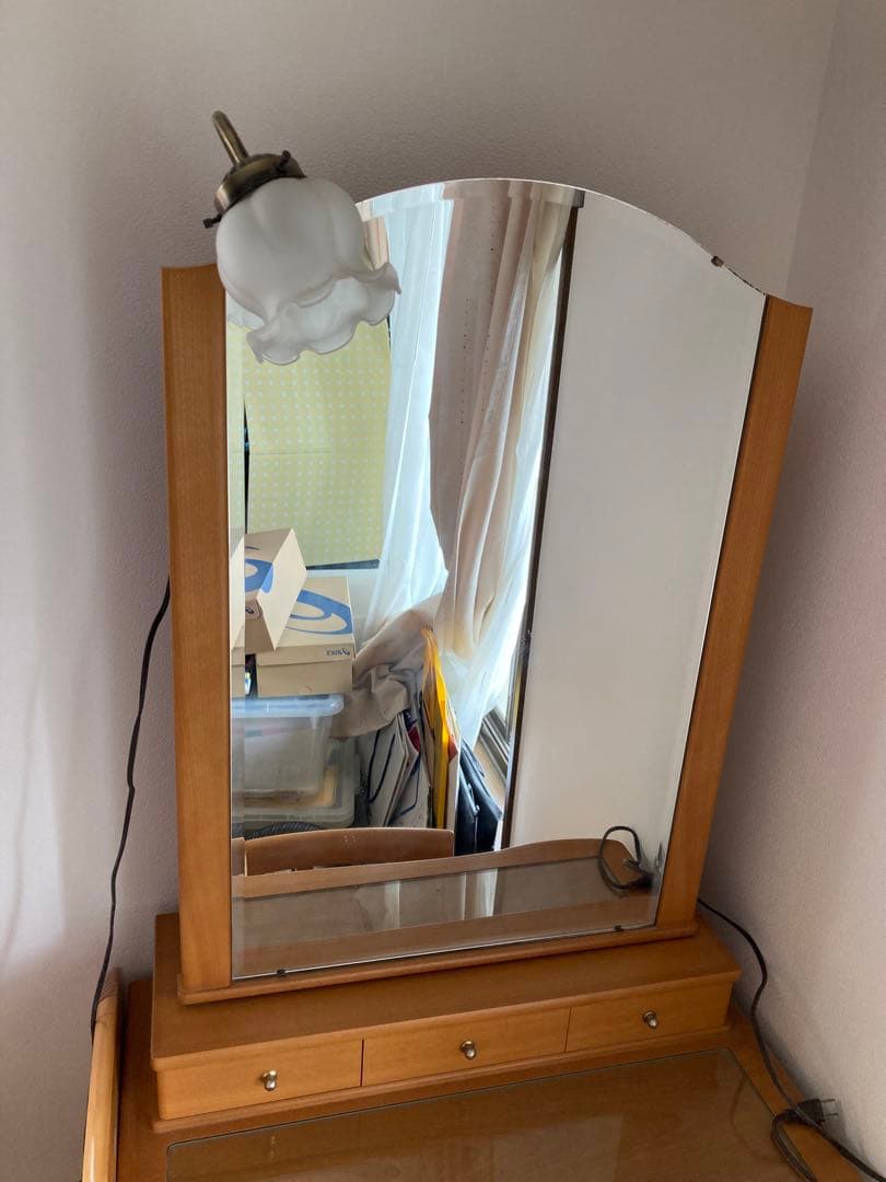 ちこ木製ドレッサー・鏡台・椅子付き