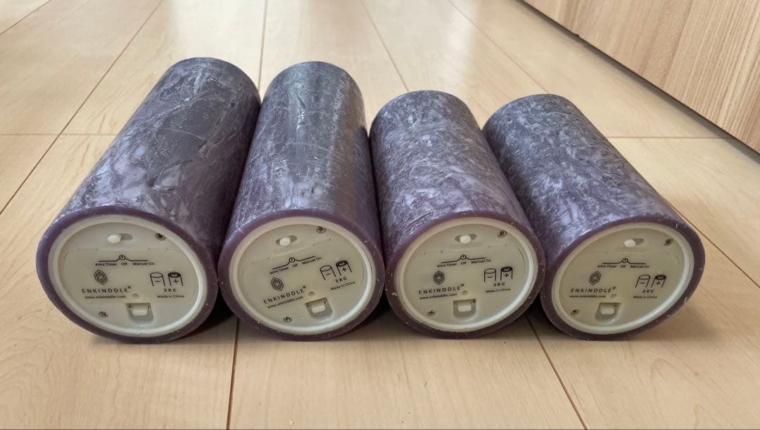 ENKINDDLE リモコン付きパープルキャンドル4本セット