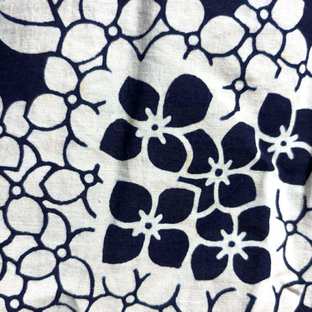 【浴衣】 手縫い 花模様 居敷当てあり 着物 身丈約156.5.cm