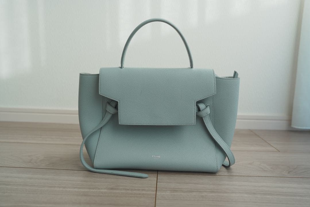 【セリーヌ(CELINE)】ハンドバックミントグリーン フラップ付き