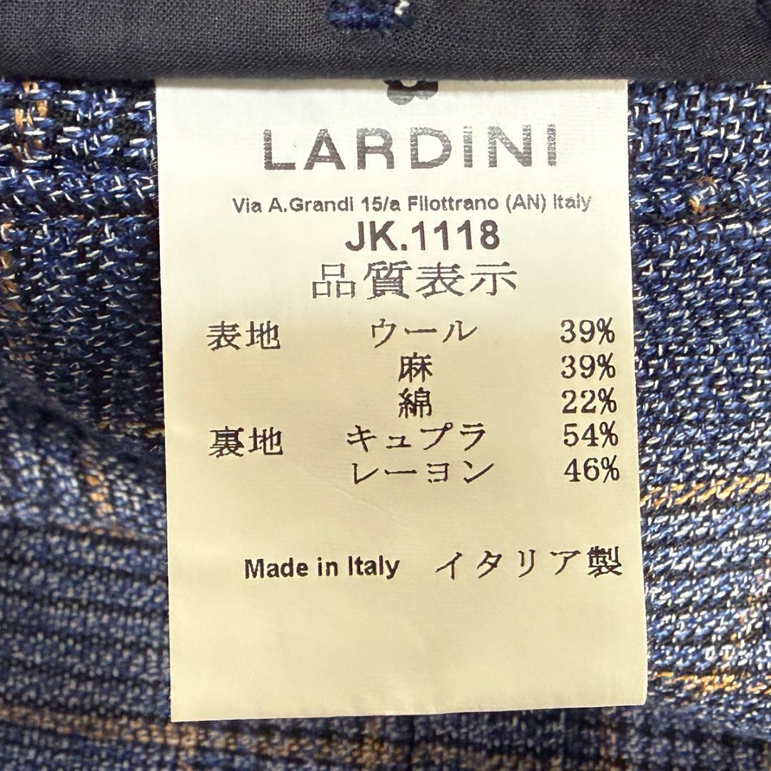 J3523 超美品 ラルディーニ ハウンドトゥースアンコンジャケット 青系 48