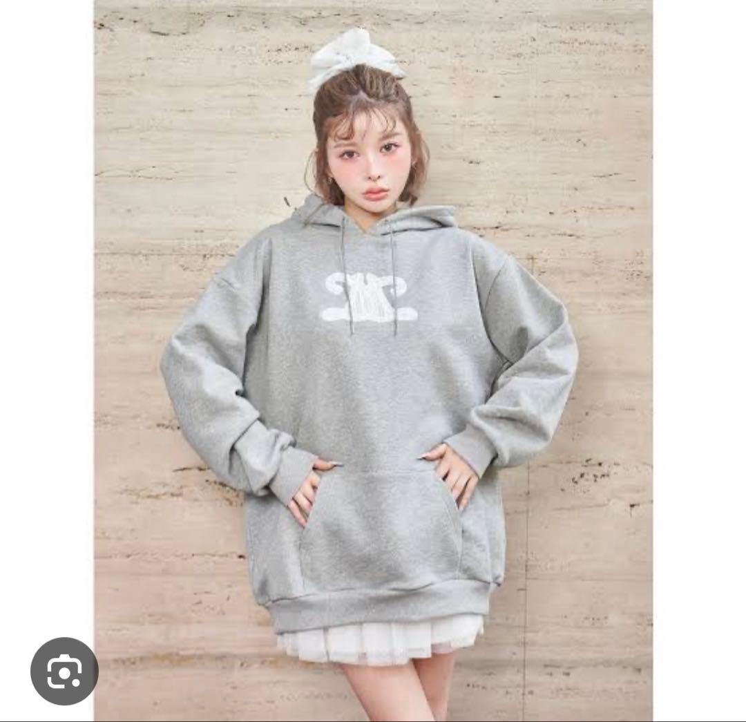 Darich レースアップリケロゴフーディ　GRY