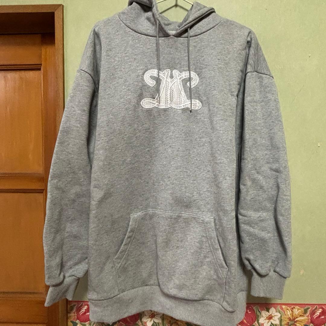 Darich レースアップリケロゴフーディ　GRY