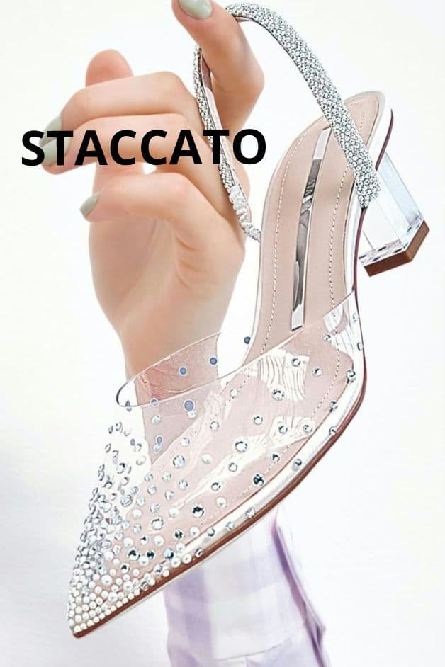 STACCATO スタッカート パール ラインストーン サンダル ミュール