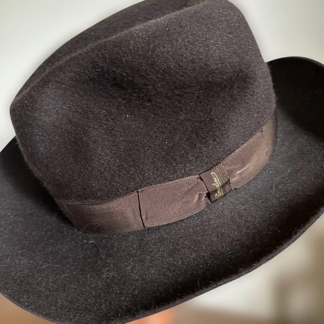 Borsalino 兎 グアナコ 毛 100% 中折れハット 60 ブラウン