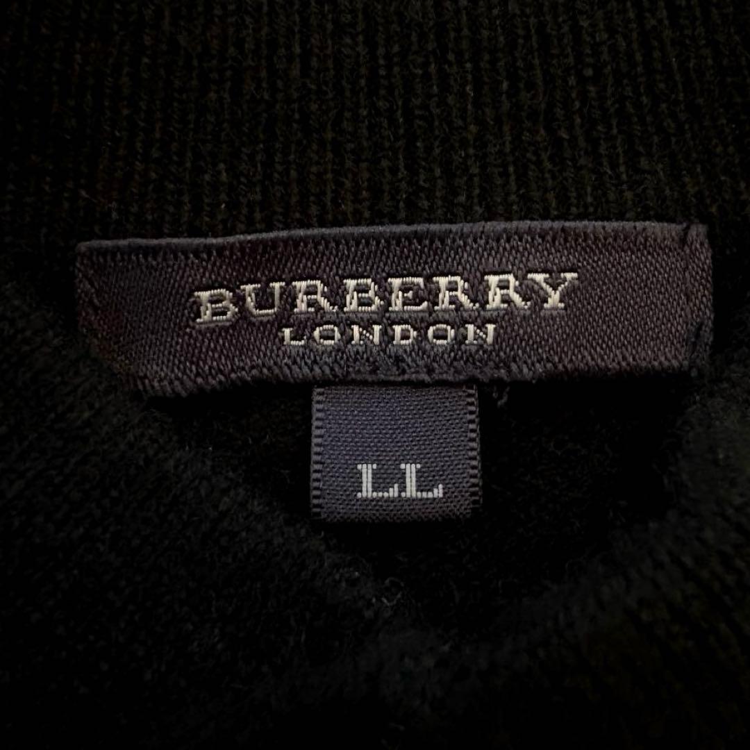 ★カシミヤ混 XLサイズ★ バーバリー ニット ヘンリーネック ホースロゴ 黒