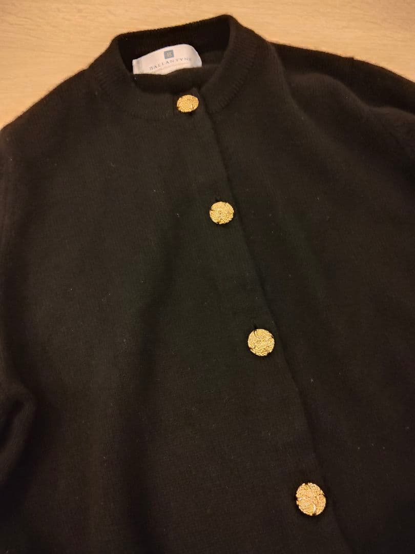 バランタイン カーディガン ブラック 42 カシミヤ100%