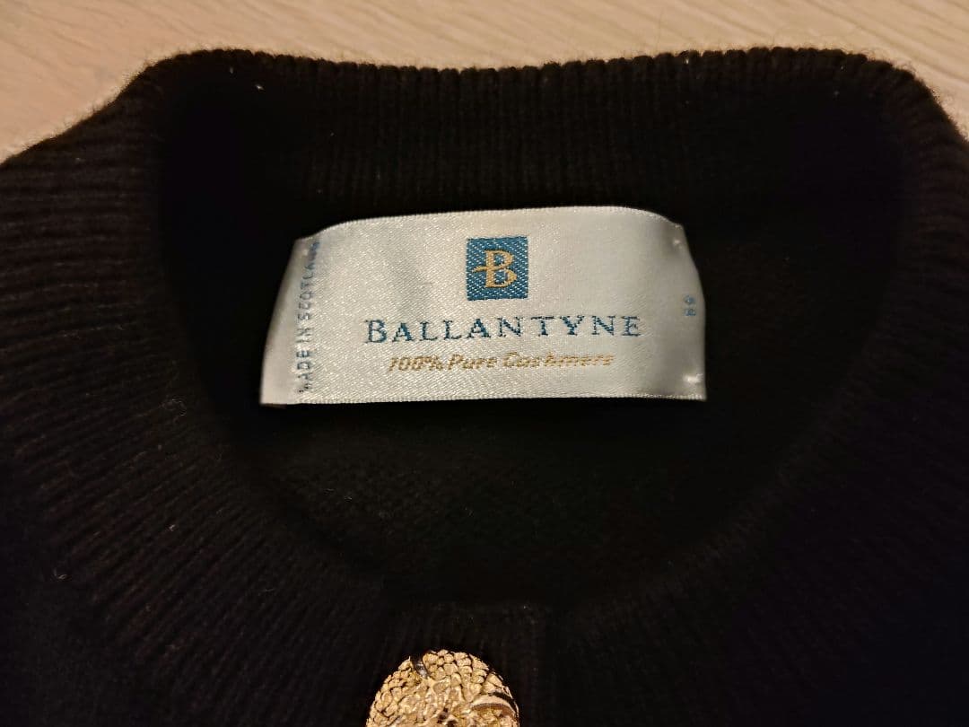 バランタイン カーディガン ブラック 42 カシミヤ100%
