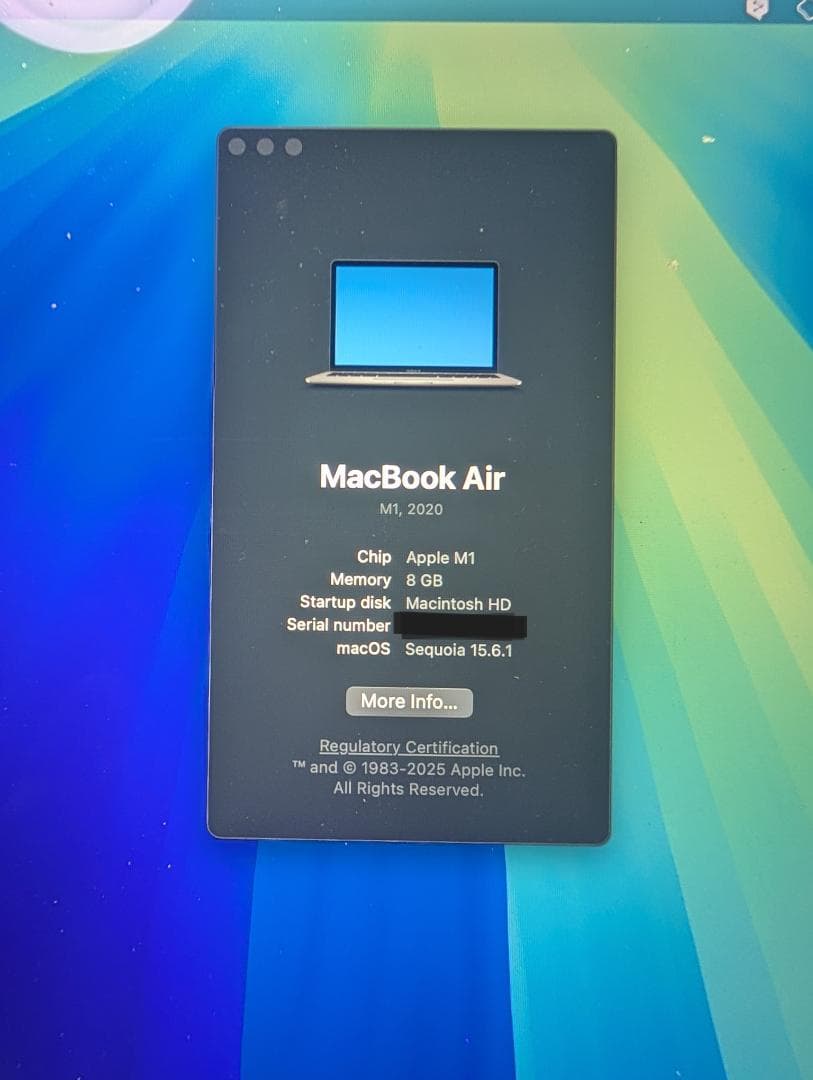 Apple MacBook Air (M1, 2020) 512GB　英語配列