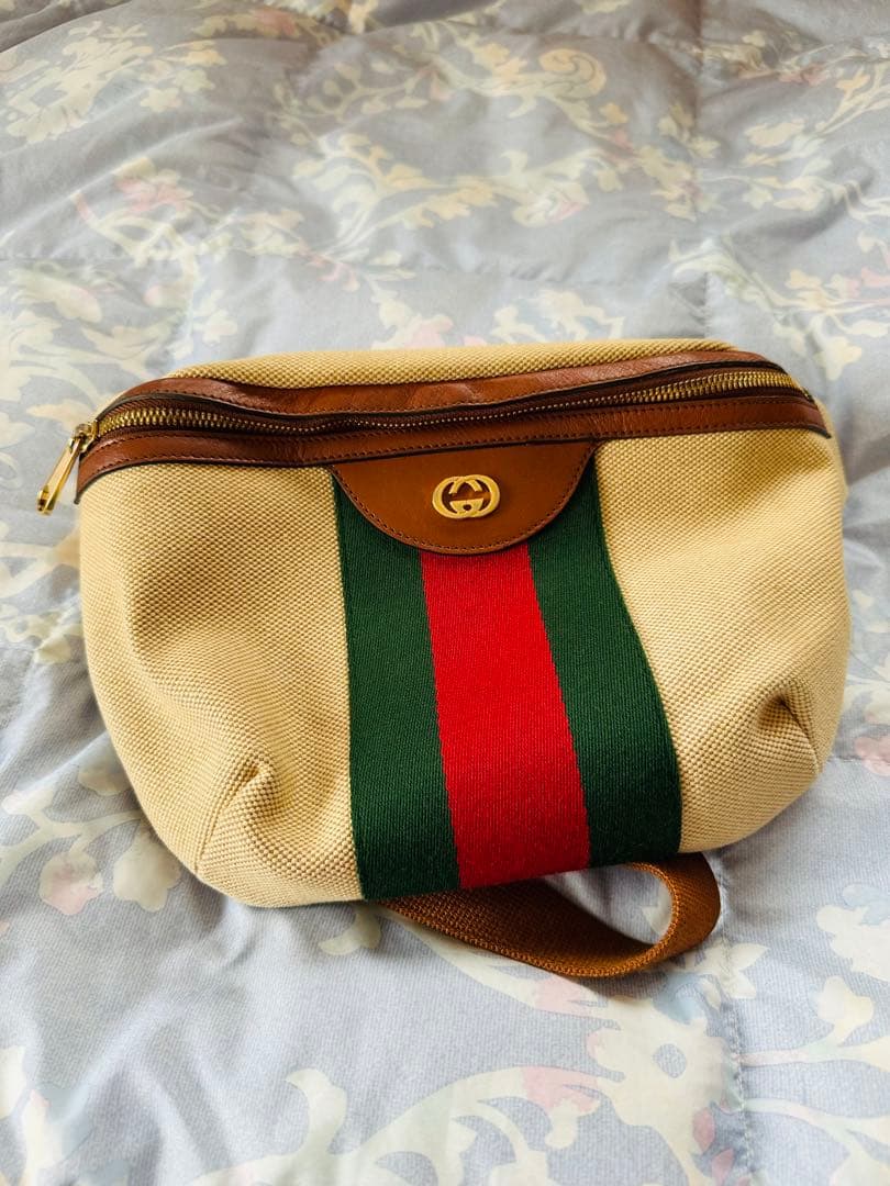 GUCCI ボディバッグ ベージュ/グリーン/レッド