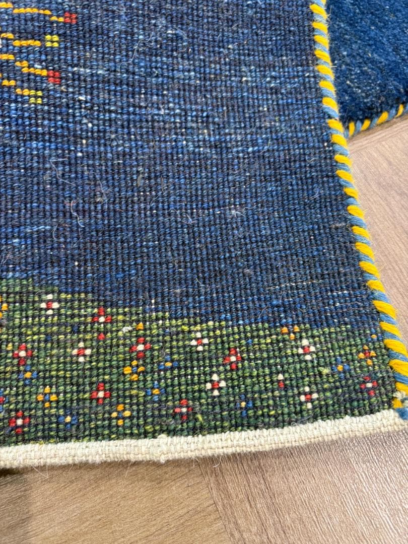 ギャッベ 82x51cm ペルシャ絨毯 手織り ギャベ 玄関マットラグ 絨毯