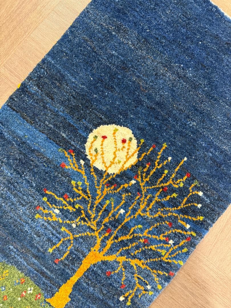 ギャッベ 82x51cm ペルシャ絨毯 手織り ギャベ 玄関マットラグ 絨毯