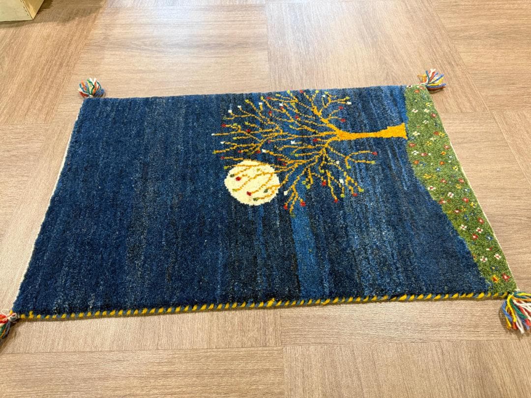 ギャッベ 82x51cm ペルシャ絨毯 手織り ギャベ 玄関マットラグ 絨毯