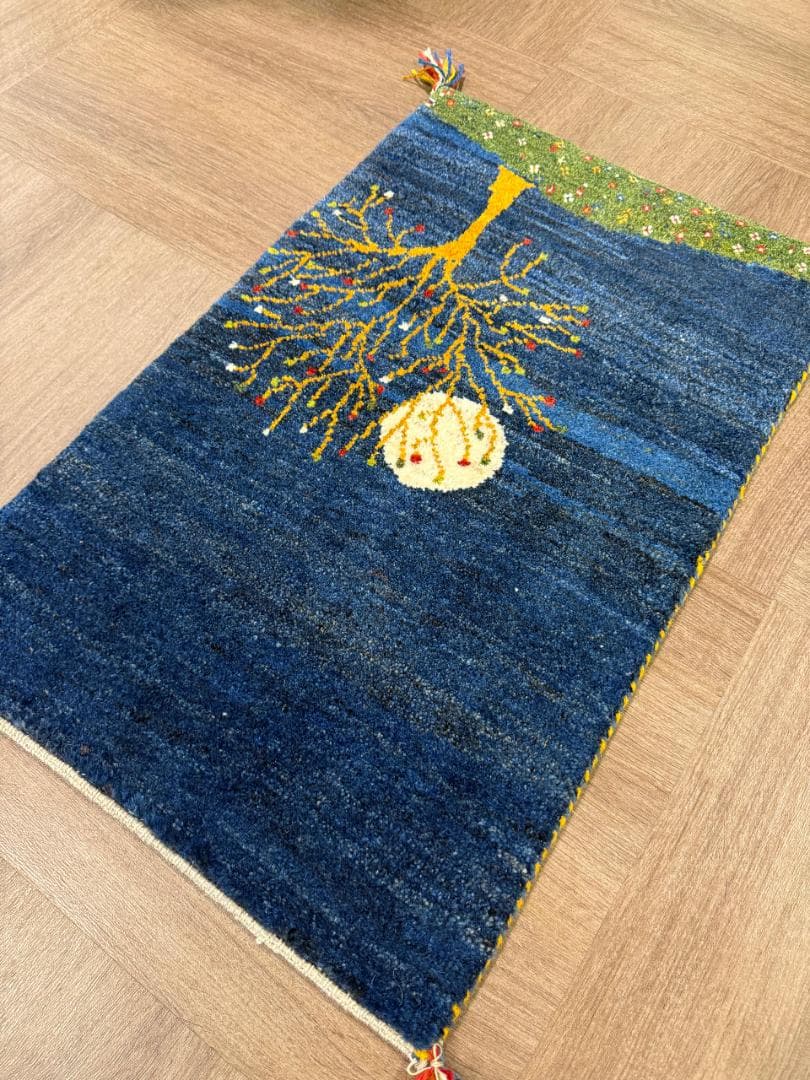 ギャッベ 82x51cm ペルシャ絨毯 手織り ギャベ 玄関マットラグ 絨毯