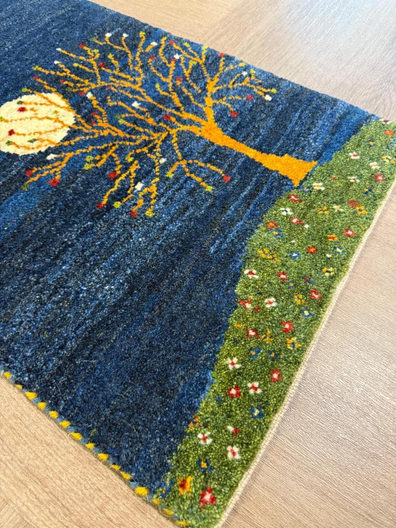 ギャッベ 82x51cm ペルシャ絨毯 手織り ギャベ 玄関マットラグ 絨毯