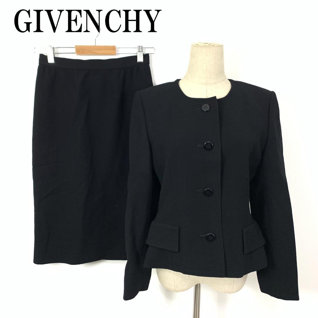 LA8348 ジバンシースカートスーツ セットアップ 黒 ウール100％ 10