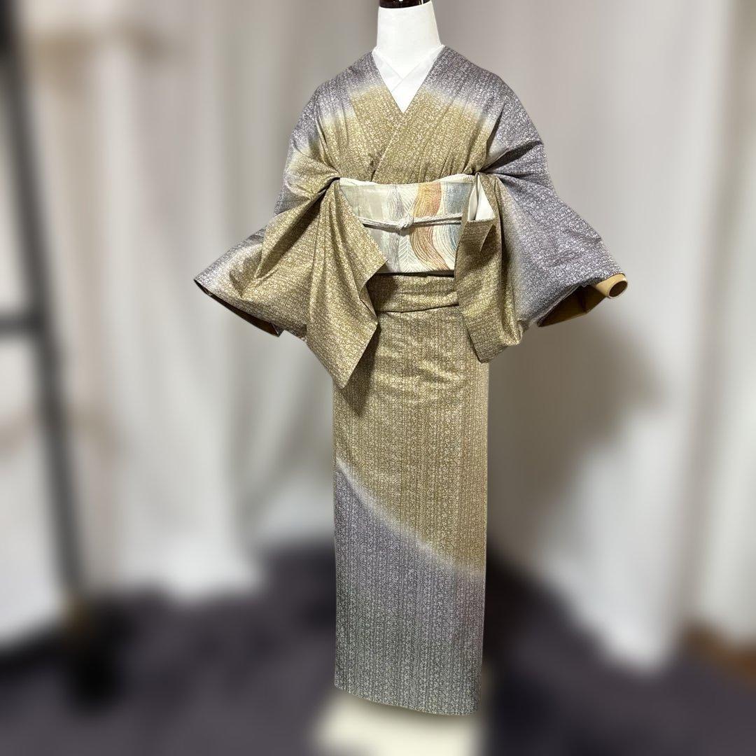 未使用近い　美品　袷　正絹　本場大島紬　フルセット　西陣綴れ織り袋帯