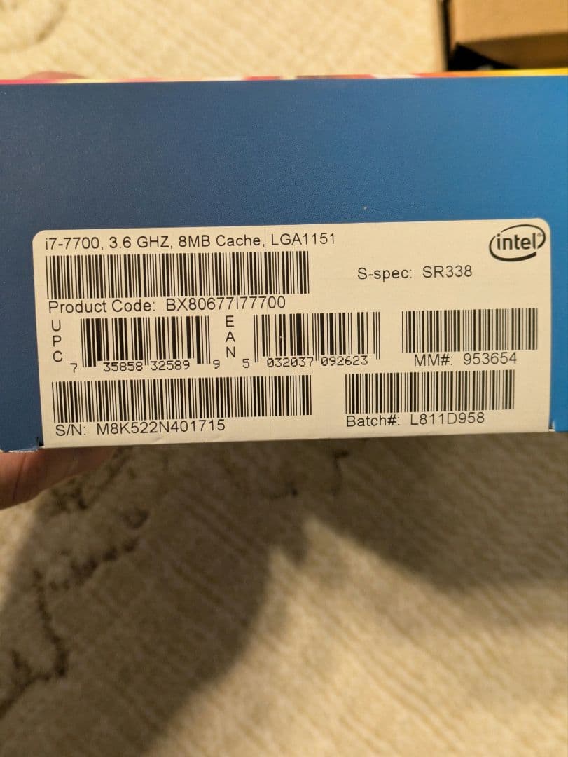 Intel Core i7-7700 CPU LGA 1151　クーラー付