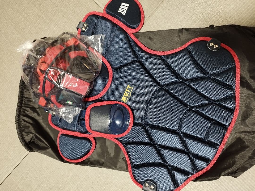 ZETT キャッチャー用プロテクターセット (2964) ネイビー/レッド