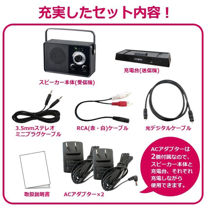 新品 未使用 ワイヤレスTVスピーカー 耳元スピーカー テレビ ホワイトブラック