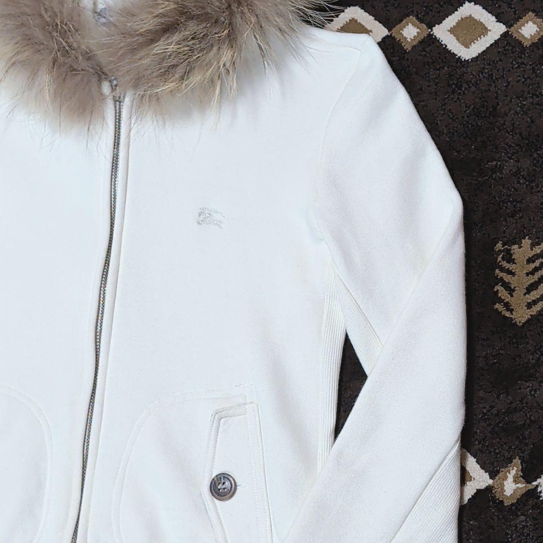 バーバリーブルーレーベル リアルファー 短丈 Wジップパーカー