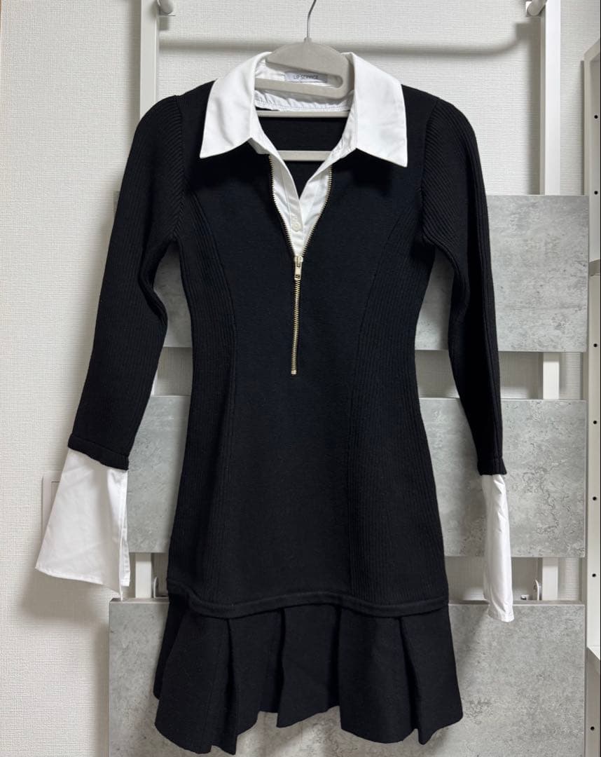 LIP SERVICE フロントZIPニットプリーツワンピース