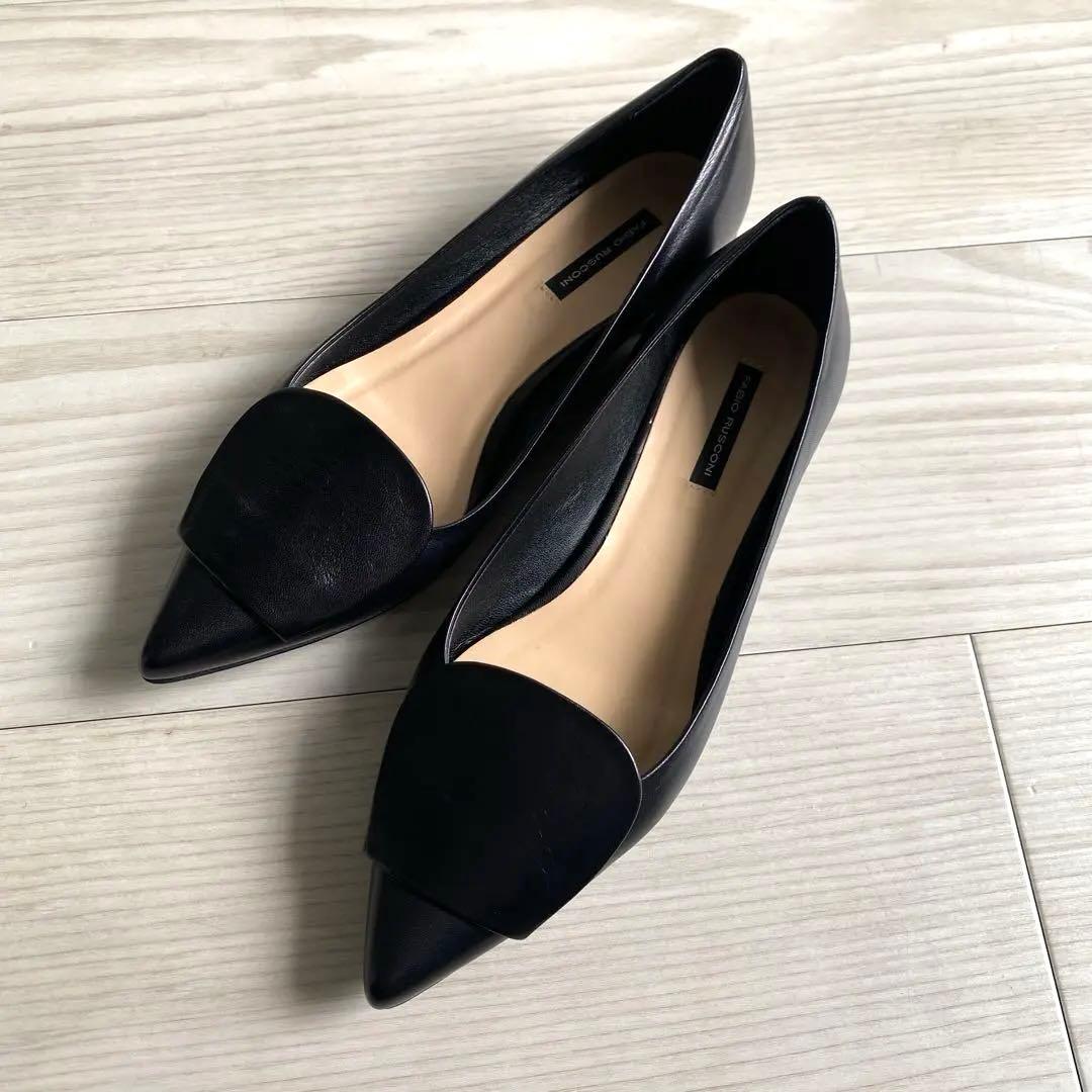 極美品ファビオルスコーニ ポインテッドトゥ フラットパンプス 24.5cm